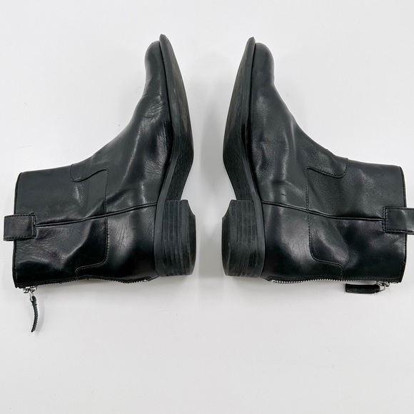 Nine West Heeled Booties Women 6.5 Black Leather Back Zip Ankle Moto Boots - Picture 7 of 8